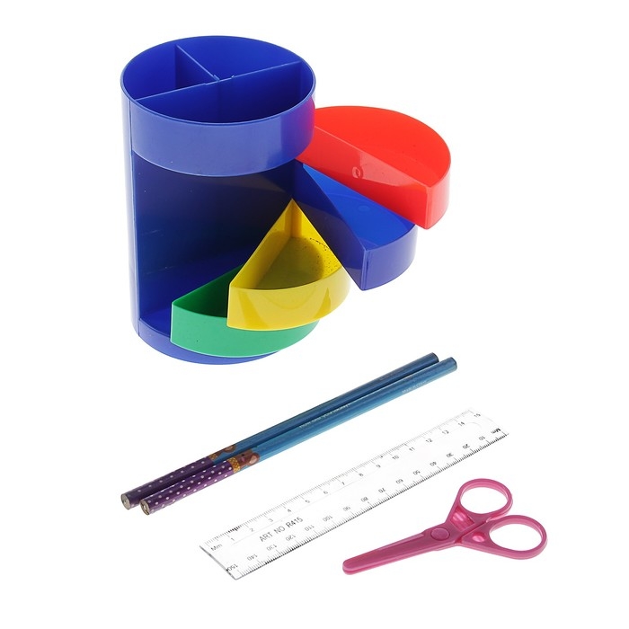 Настольный набор детский Настольный набор детский "Веер-радуга", из 5 предметов: подставка, ножницы, линейка, 2 карандаша, МИКС