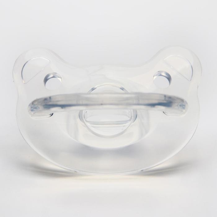 Соска - пустышка цельносиликоновая ортодонтическая &laquo;Мишка&raquo;, от 0 мес., цвет прозрачный