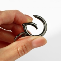 Кольцо-карабин, 43 мм, d = 27/19 мм, толщина - 4,5 мм, с креплением 20 &times; 3 мм, 5 шт, цвет чёрный никель