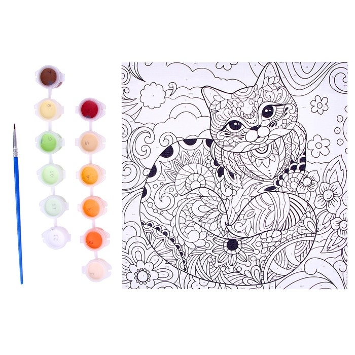 Картина по номерам на холсте с подрамником &laquo;Грациозная кошка&raquo;, 20 х 20 см