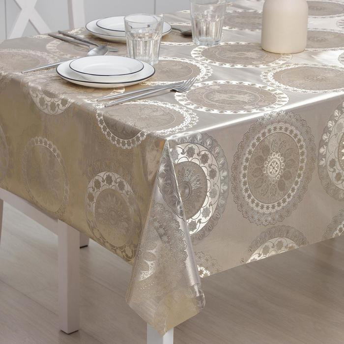 Клеёнка на стол &laquo;Солнце&raquo;, на тканевой основе, рулон 20 метров, ширина 137 см, толщина 0,22 мм, цвет золотой