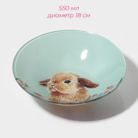 Набор тарелок стеклянных Доляна «Кролик», 19 предметов: 6 десертных тарелок, 6 обеденных тарелок, 6 мисок, салатник Набор тарелок стеклянных Доляна «Кролик», 19 предметов: 6 десертных тарелок, 6 обеденных тарелок, 6 мисок, салатник