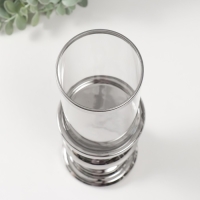 Подсвечник керамика, стекло на 1 свечу "Грация" d=7,5 см серебро 10х10х28,5 см Подсвечник керамика, стекло на 1 свечу "Грация" d=7,5 см серебро 10х10х28,5 см