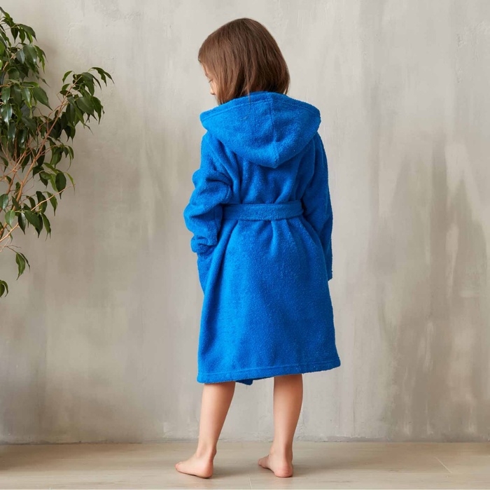 Халат махровый детский, размер 32, цвет синий, 340 г/м2 хлопок 100% с AIRO