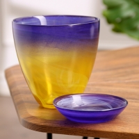 Горшок цветочный с поддоном №2 "Алеб" желто-фиолетовый, 0,85 л Горшок цветочный с поддоном №2 "Алеб" желто-фиолетовый, 0,85 л