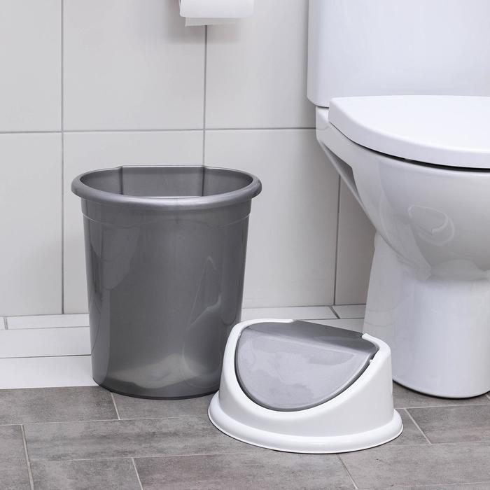 Ведро для мусора с подвижной крышкой &laquo;Виолет&raquo;, 14 л, цвет серо-белый