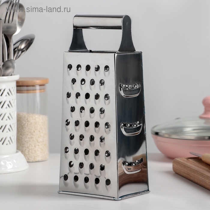 Тёрка четырёхгранная Доляна &laquo;Металлик&raquo;, 10&times;7,5&times;23,5 см, цвет хромированный