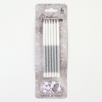 Свечи для торта &laquo;В твой день рождения&raquo;, серебро, 6 шт., 13 х 0,5 см