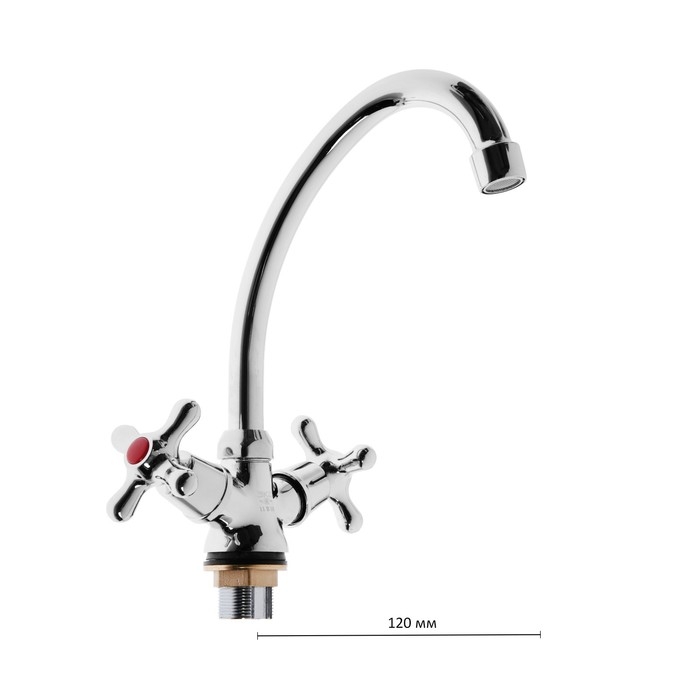 Смеситель для раковины Смеситель для раковины "Центр Сантехники" 11457, двухвентильный, на гайке, высокий излив, хром