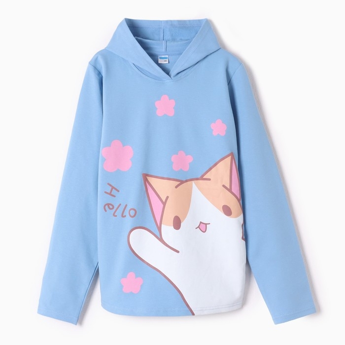 Толстовка для девочек, цвет голубой , рост 146 см