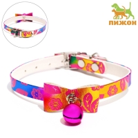 Ошейник "Сияние" с бубенчиком, 29 х 1 см, ОШ 20-25, розовый Ошейник "Сияние" с бубенчиком, 29 х 1 см, ОШ 20-25, розовый