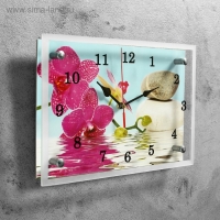 Часы-картина настенные, серия: Цветы, "Сиреневые орхидеи и камни", 20х30 см