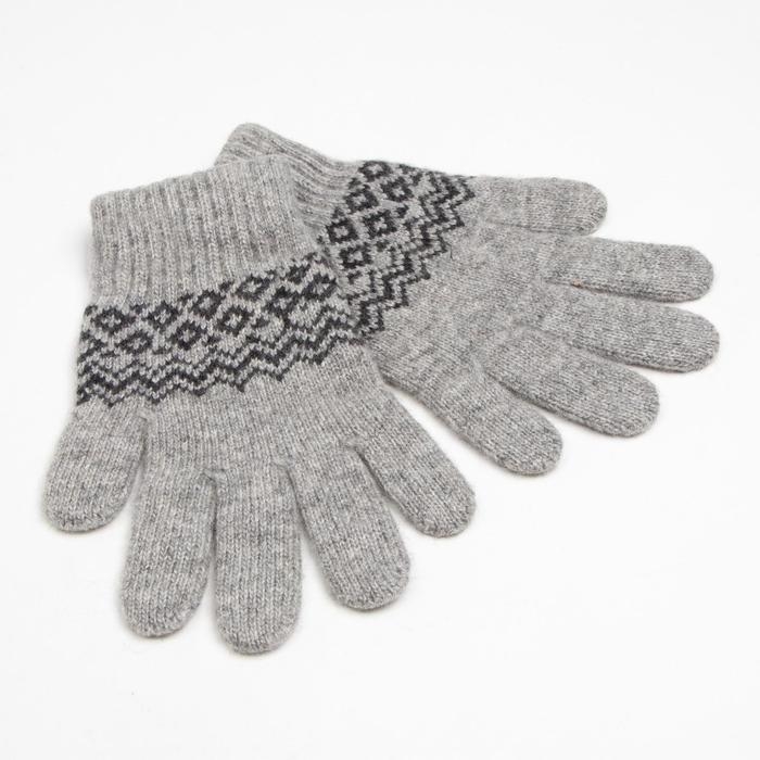 Перчатки женские из монгольской шерсти, цвет серый/узор, размер 6,5-7,5 Перчатки женские из монгольской шерсти, цвет серый/узор, размер 6,5-7,5