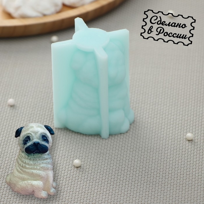Силиконовая форма &laquo;Мопс&raquo;, 4,7&times;4,3&times;6,3 см, цвет бирюзовый