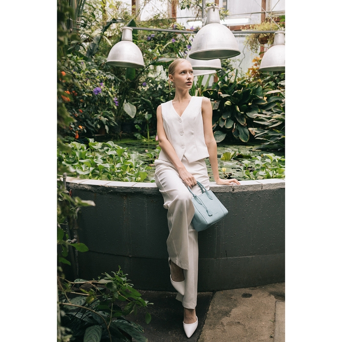 Сумка женская на молнии, TEXTURA, маленький размер, цвет голубой