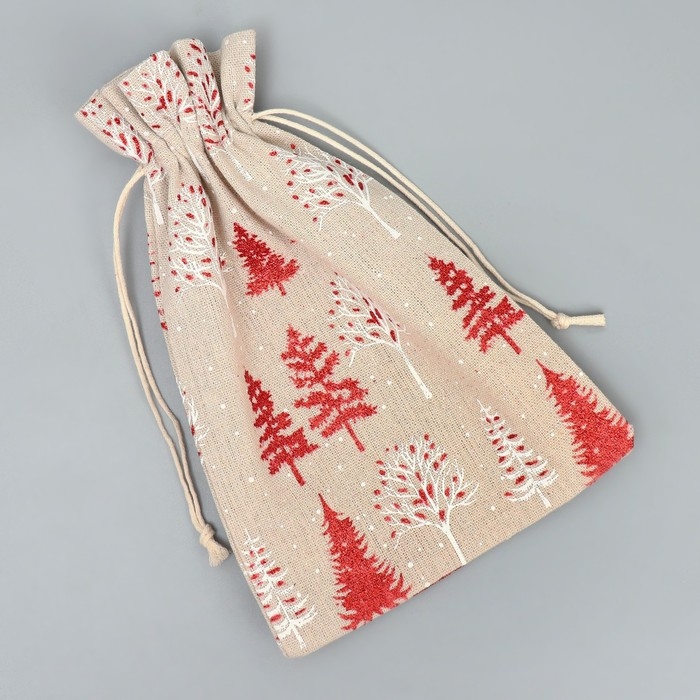 Мешочек подарочный &laquo;Новогодний лес&raquo;, холща, 16 х 24 см +/- 1.5 см, Новый год