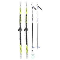 Комплект лыжный: пластиковые лыжи 170 см без насечек, стеклопластиковые палки 130 см, крепления NN75 мм