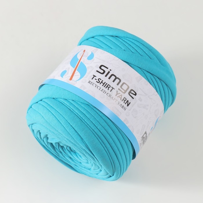 Трикотажная пряжа вторичная 90% хлопок,10% п/э, 100м/450&plusmn;50 гр (бирюза)