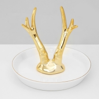 Подставка универсальная керамика &laquo;Рога&raquo; , 14&times;11,5, цвет бело-золотой