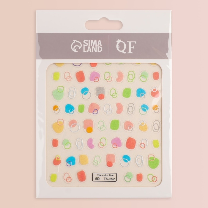 Наклейки для ногтей «Цветная абстракция», объёмные, разноцветные Наклейки для ногтей «Цветная абстракция», объёмные, разноцветные