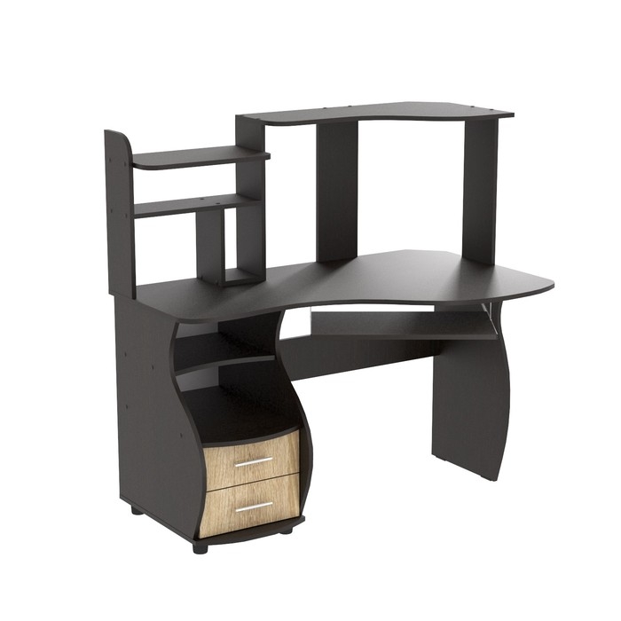 Стол компьютерный угловой "Джуниор", 1250х750х1255, Дуб Венге, Дуб Сонома Светлый