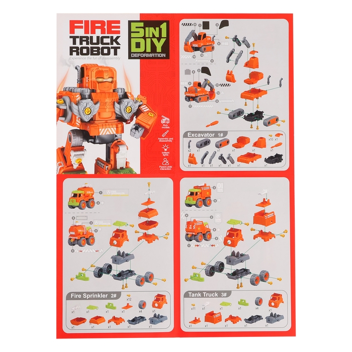 Конструктор винтовой &laquo;Робот пожарный&raquo;, 5 в 1