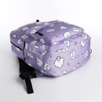 Рюкзак школьный из текстиля на молнии, 3 кармана, пенал, цвет сиреневый