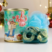 Новый год. Символ 2025. Набор в консервной банке "Теплых праздников" змея мыло + мочалка Новый год. Символ 2025. Набор в консервной банке "Теплых праздников" змея мыло + мочалка