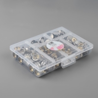 Кнопки установочные, Дельта, d = 15 мм, 40 шт, с установщиком, в органайзере, 11,8 &times; 8,1 &times; 2,3 см, цвет серебряный