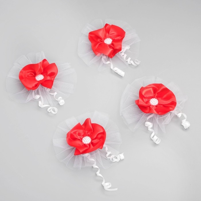 Банты на ручки "Ромашка", красный, 4 шт