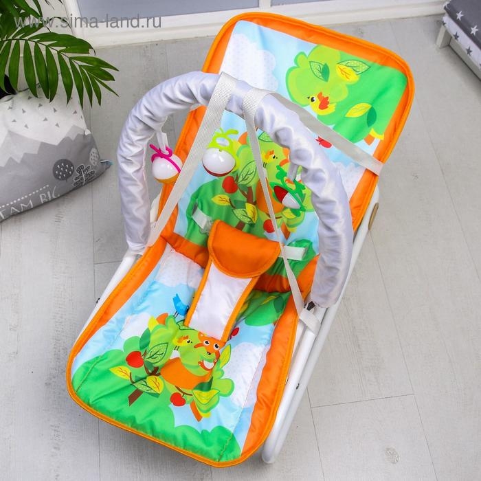 Шезлонг-качалка для новорождённых &laquo;Лесная сказка&raquo;, игровая дуга, съёмные игрушки МИКС