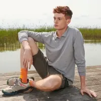 Рубашка поло унисекс с длинным рукавом Planet LSL, черный меланж, размер S