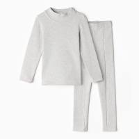 Термобелье для девочки (лонгслив, легинсы) цвет серый меланж, рост 104