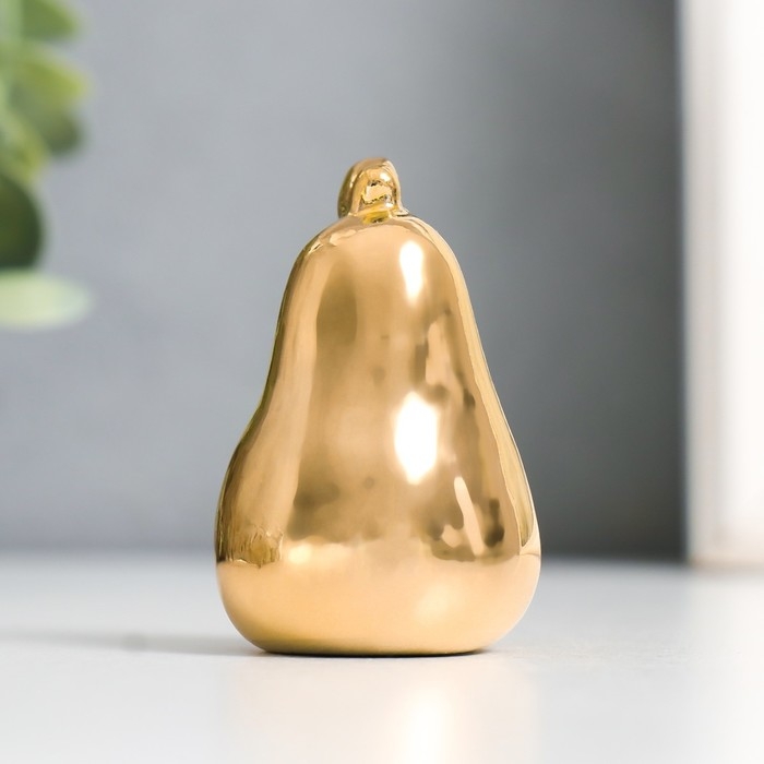 Сувенир керамика "Груша" золото 3,4х3,4х5,5 см