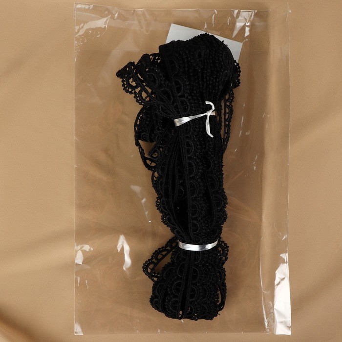 Кружево гипюровое, 13 мм &times; 11 &plusmn; 1 м, цвет чёрный