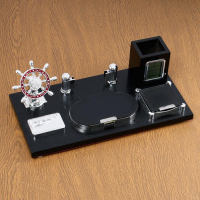 Набор настольный 7в1 с визитницей и часами, черное дерево 511394 Набор настольный 7в1 с визитницей и часами, черное дерево 511394