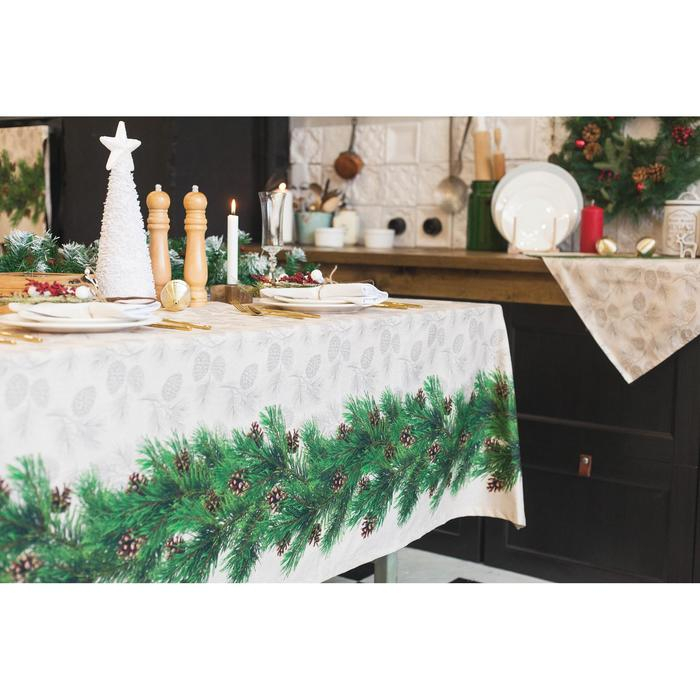 Скатерть "Этель" Еловые ветви 180х148+/- 3см, 100% хлопок, саржа 190 гр/м2