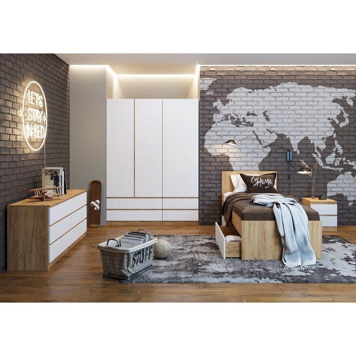 Комод с 6 ящиками Мадера, 1200х420х775, Дуб крафт золотой/Белый Комод с 6 ящиками Мадера, 1200х420х775, Дуб крафт золотой/Белый