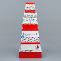 Набор подарочных коробок 10 в 1 &laquo;Новогодняя акварель&raquo;, 12 х 7 х 4 - 32.5 х 20 х 12.5 см, Новый год