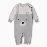 Комбинезон вязаный Крошка Я "Мордочка", рост 68-74 см, серый