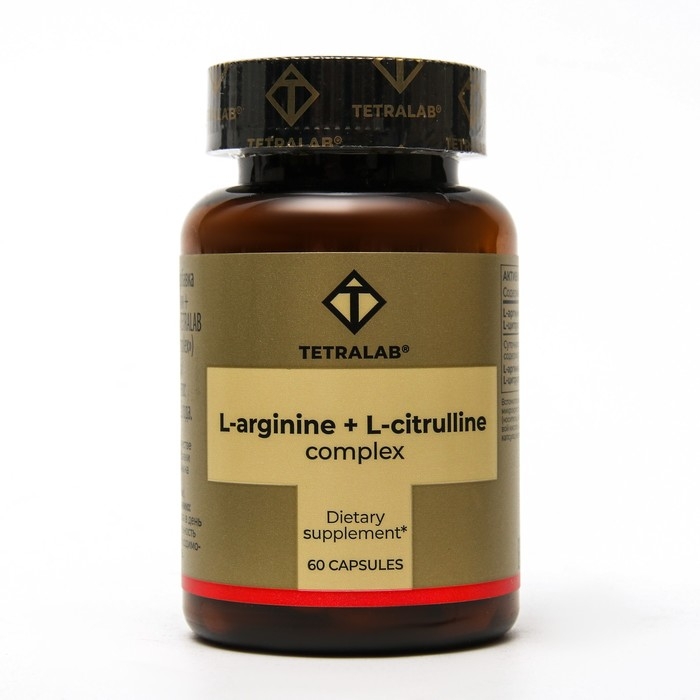 Комплекс L-Аргинин + L-Цинтруллин TETRALAB, 60 капсул по 550 мг Комплекс L-Аргинин + L-Цинтруллин TETRALAB, 60 капсул по 550 мг