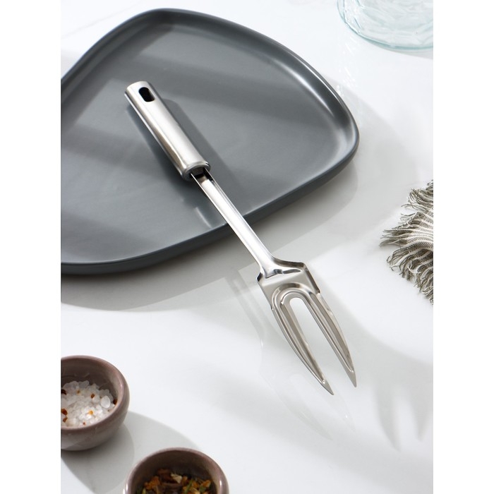 Вилка для мяса из нержавеющей стали Доляна &laquo;Стандарт&raquo;, h=33 cм, цвет серебряный