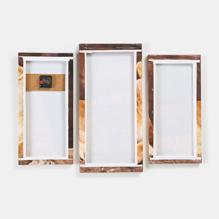 Часы-картина настенные, модульные Часы-картина настенные, модульные "Львы", бесшумные, 60 х 80 см, триптих