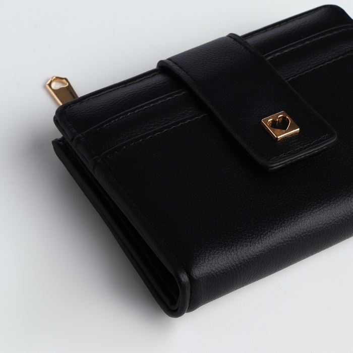 Кошелёк женский на кнопке, цвет чёрный Кошелёк женский на кнопке, цвет чёрный