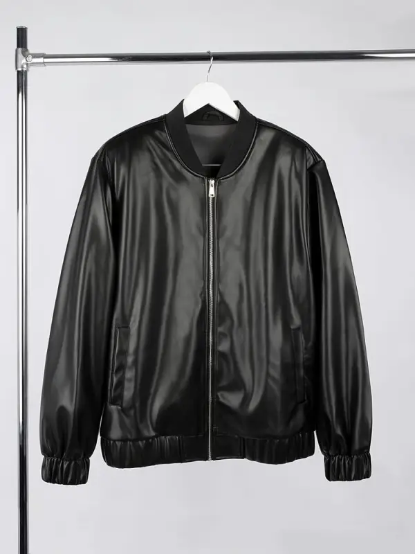 Бомбер из искусственной кожи Univer, черный, размер XL/XXL