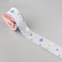 Лента капроновая &laquo;Снежинки&raquo;, 40 мм, 9 &plusmn; 0,5 м, цвет белый