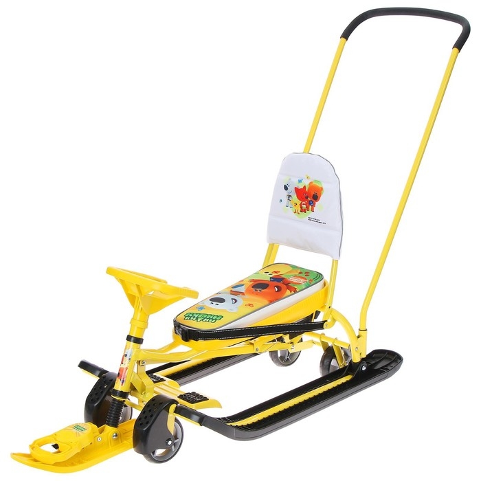 Снегокат с колёсами &laquo;Тимка спорт 6 Ми-ми-мишки&raquo;, с родительской ручкой, со спинкой и ремнём безопасности