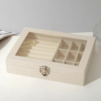 Подставка для украшений &laquo;Шкатулка&raquo;, 7 полос, 9 ячеек, 20&times;15&times;4,5, цвет бежевый