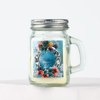 Новогодняя свеча в баночке с ручкой &laquo;Новый год: Счастливого нового года&raquo;, аромат вишня, 7 х 8,5 х 5 см