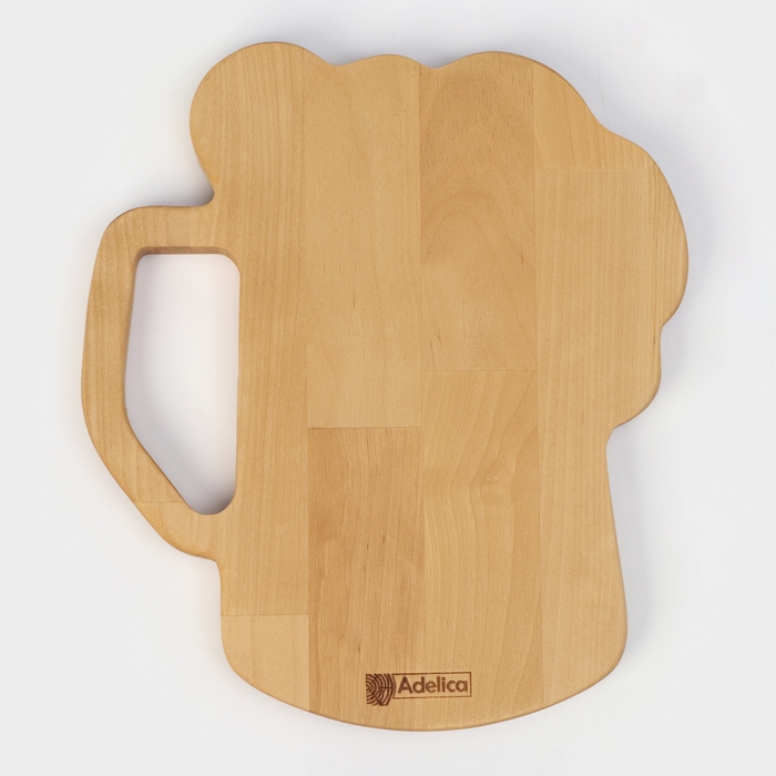 Менажница Adelica для подачи &laquo;Пивная кружка&raquo;, 2 секции, 25&times;22&times;1,8 см, пропитано минеральным маслом, в подарочной коробке, берёза